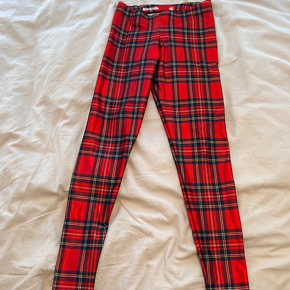 Medium Black Milk Red Tartan Leggings